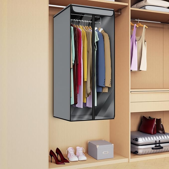 Univivi Garment Bags for Hanging Clothes, Large Clothes Storage Bags Closet Organizer with Clear Window, Premium Hanging Garment Storage Bag for Suits, Coats, Jackets, 40", 2-Pack (Grey)