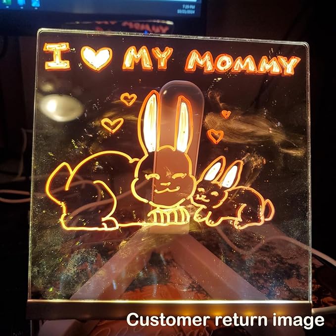 LED Note Board with Colors 12-Color Illuminated Acrylic Drawing Board - Dry-Erase Night Light with Stand for Home/Office/Gift/Festival (7.9" W x 7.9" H)