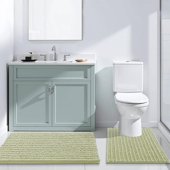 Arotive Luxury Chenille Bathroom Rug Mat, Extra Soft Thick Absorbent Shaggy Bath Rugs, Non-Slip Machine Wash Dry, Plush Bath Mats for Bathroom, Shower and Tub, 30x17, Vanilla