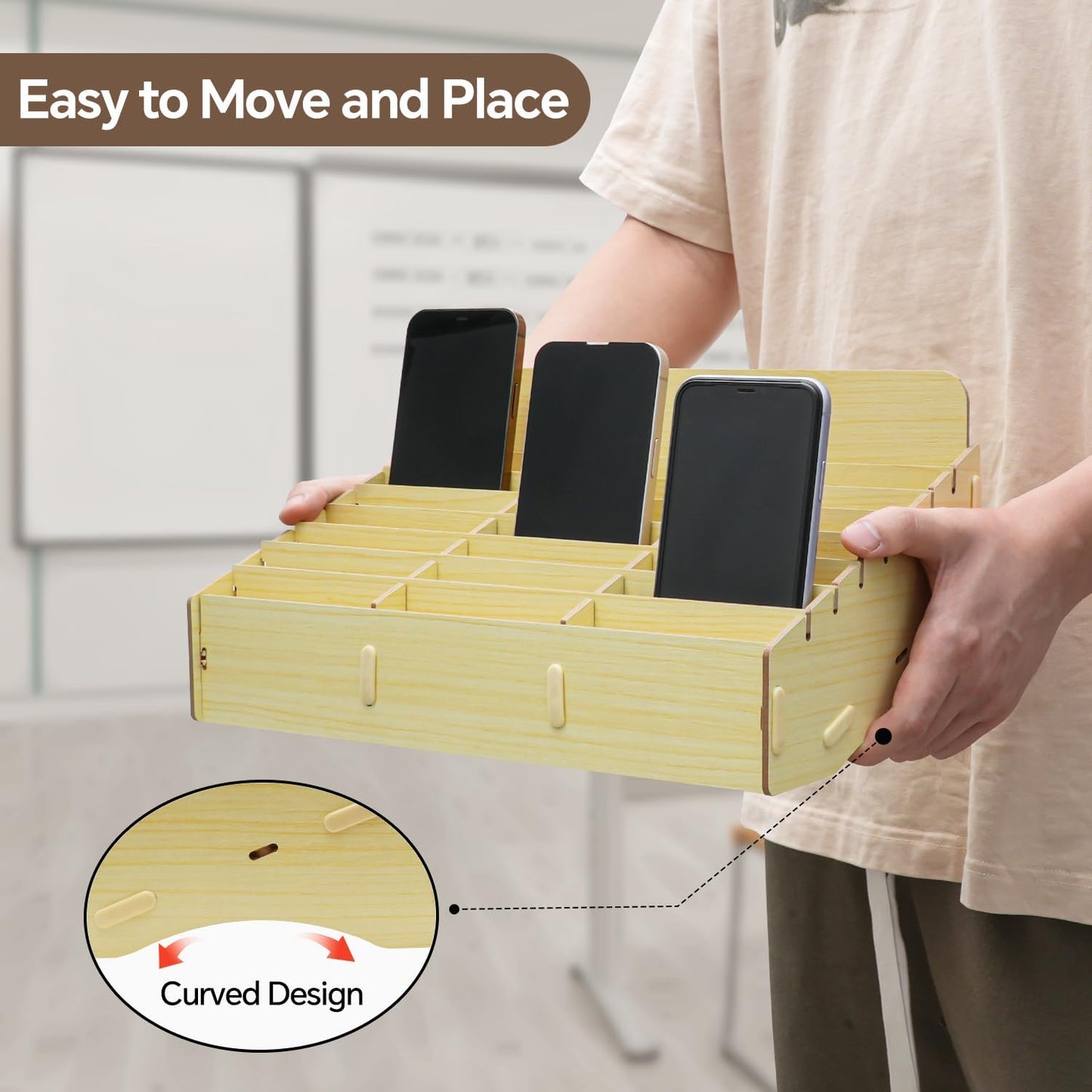 HengTianMei 24 Grid Cell Phone Organizes Storage Box for Office School Classroom