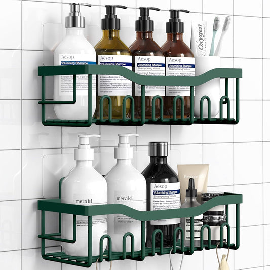 EUDELE Shower Caddy 2 Pack, Adhesive Shower Organizer for Home Decor & Kitchen Storage, No Drilling, Rustproof Stainless Steel Bathroom Shelf Organizer