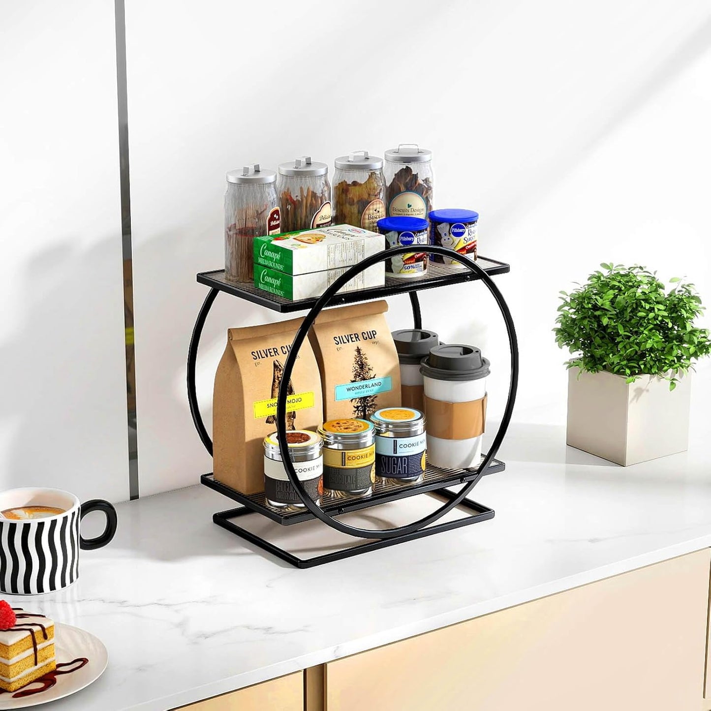 Perfume Organizer for Dresser, Black Bathroom Counter Organizer, 2 Tier Vanity Makeup Organizer, Bathroom Organizer and Storage for Skincare Cosmetic Perfume Display Stand for Bedroom Decor