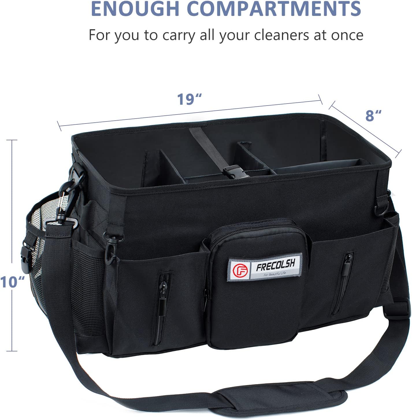 Large Cleaning Supplies Organizer-Cleaning Caddy Organizer With Handles & Shoulder Strap-Cleaning Bags for Cleaning Suppliers-Housekeepers Wearable Cleaning Tote Upgraded