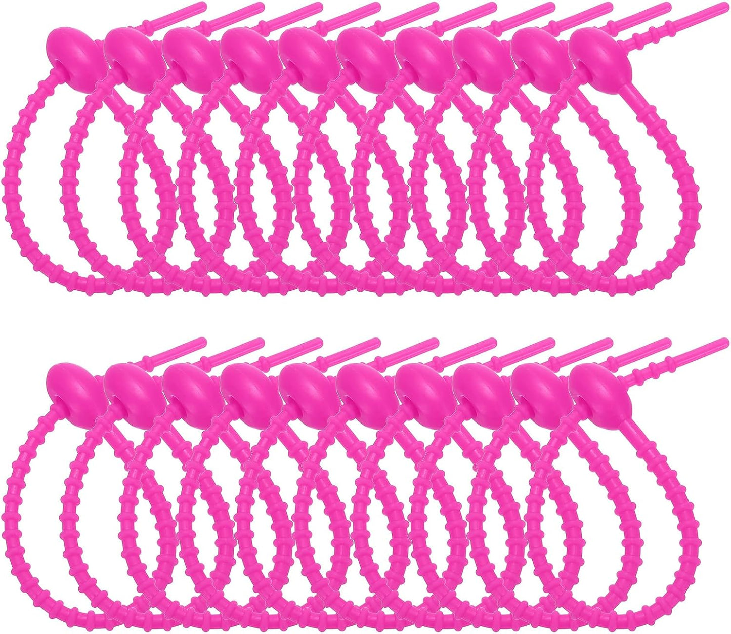 PATIKIL 6 Inch Silicone Cable Ties, 20pcs Rubber Reusable Twist Zip Ties Organizer for Home Office Kitchen Food bags Wires Adjustable Bag Clip, Rose Red