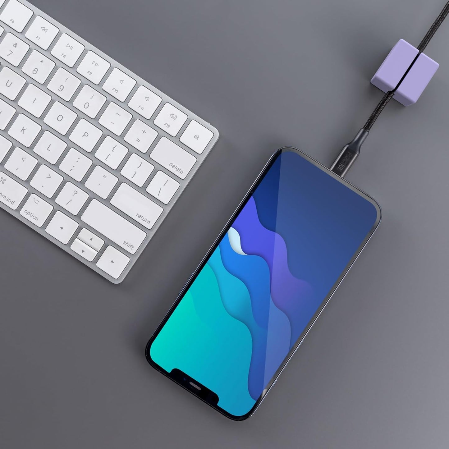 Function101 Weighted Magnetic Cable Blocks – Non-Adhesive Anchors for Cable Organization – Weighted Cord Holders & Accessory Organizer – Durable Magnetic Accessories for Office Use (Purple, Pack of 3)