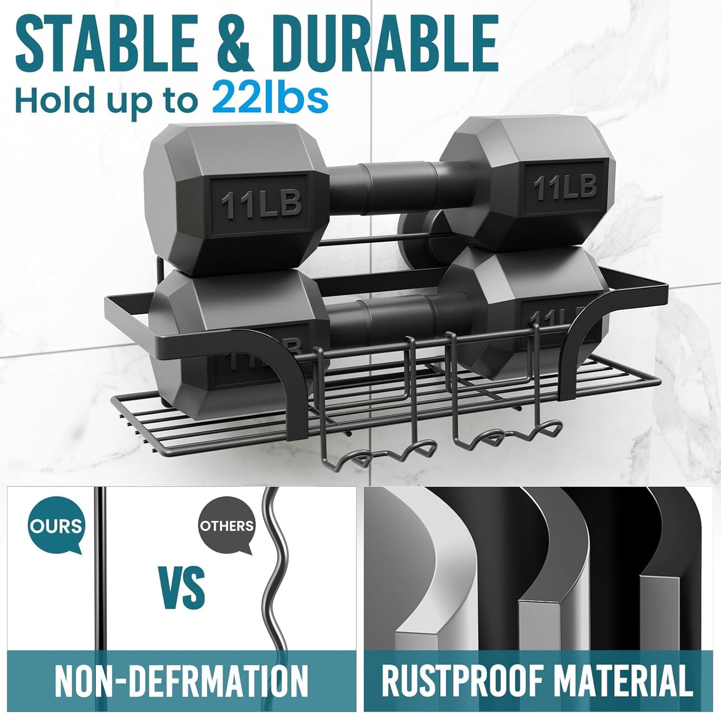 TAILI Shower Caddy Suction Cup 2 Pack, Heavy Duty Bathroom Basket, Bath Shelves for Inside, Stainless Steel Shower Holder Organizer for Bathroom Storage & Home Decor, No Drilling,Black