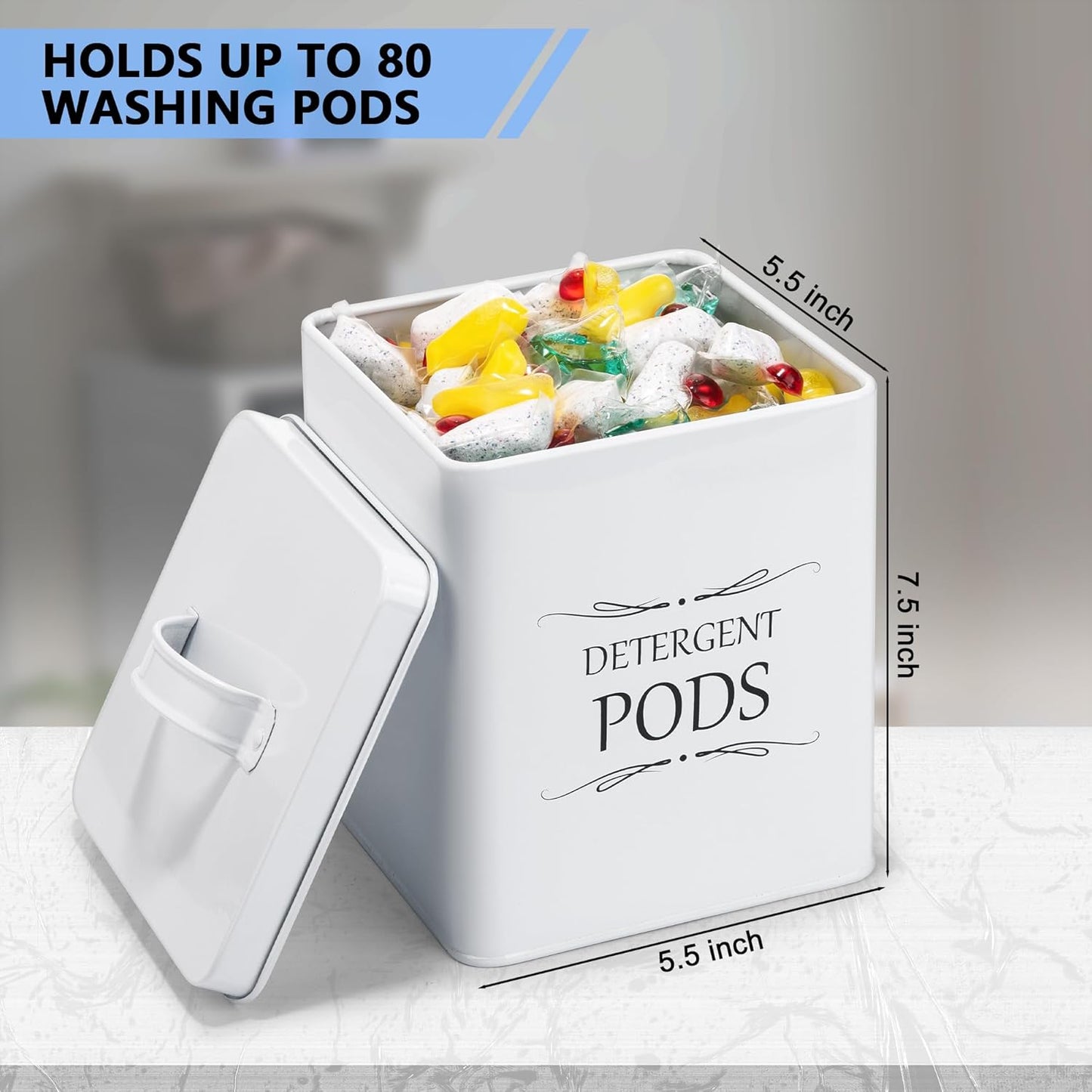 Meraki Home Laundry Detergent Container Set – 2-Pack Detergent Holder with Scoop - Laundry Detergent Sheets and Pods Container - Laundry Room Organization and Storage - Glossy White