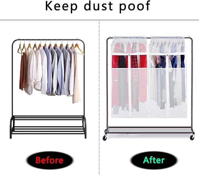 Zilink Hanging Garment Bags for Storage 54 inch 2Pack Large Garment Rack Cover Suit Bags Organizer Hanging Clothes Cover for Suit Coats Jackets Dress Closet Storage
