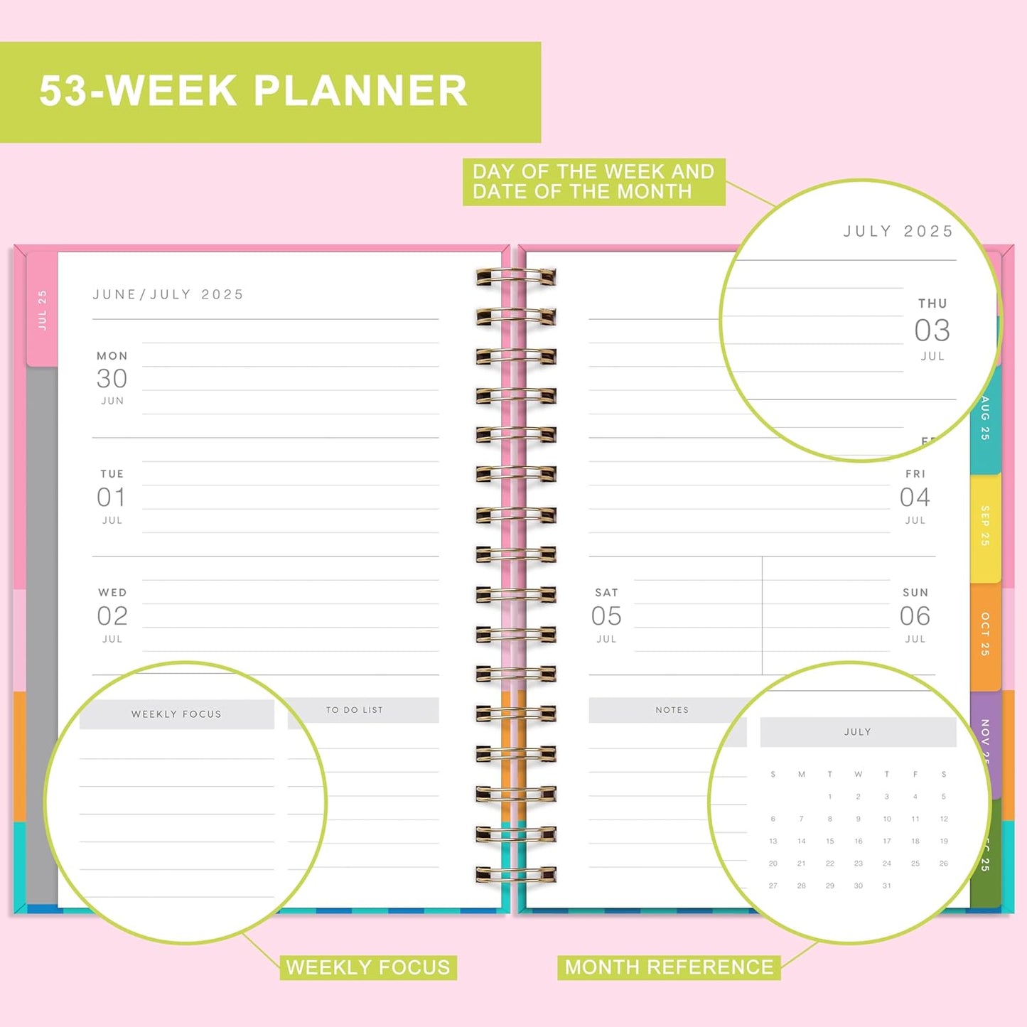 And Per Se Student Planner 2025-2026, Academic Planner July 2025 - June 2026, 8.5" × 6.2", Weekly & Monthly Lesson Plan for Students with Colorful Tabs & Stickers (Stripe)