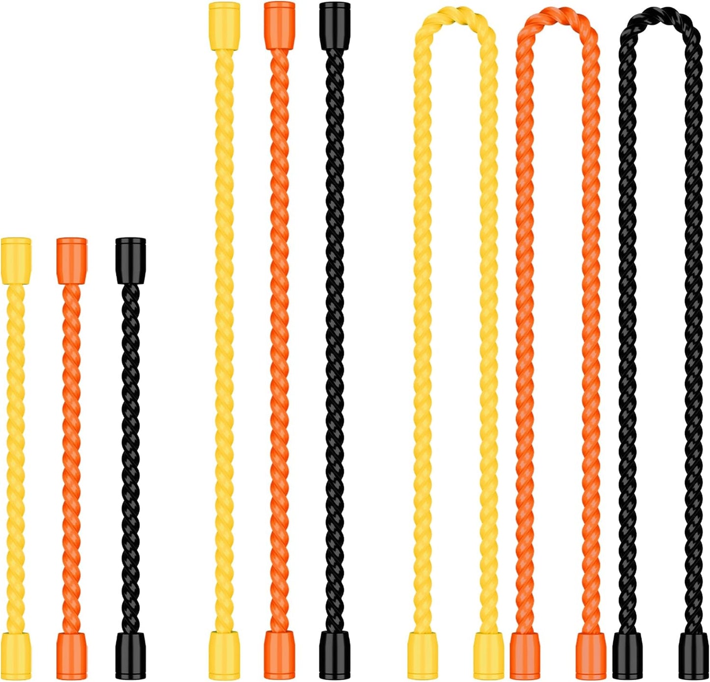 9 Pack 4-Inch, 6-Inch, 12-Inch Silicone Cable Ties - Reusable, Bendable Rubber Twist Ties to Organize & Bundle Cords, Wires (3 Colors)