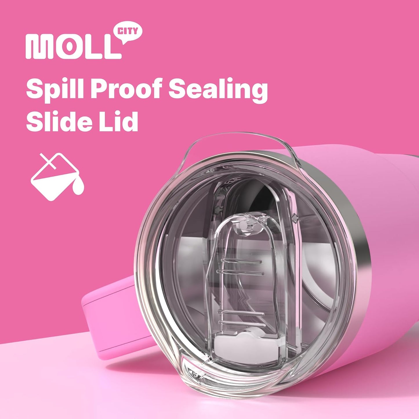 Kids Tumbler-16 oz Stainless Steel Double Wall Vacuum Insulated Tumbler Cup with Lid and Straw Travel Coffee Mug with Handle(Hot Pink)