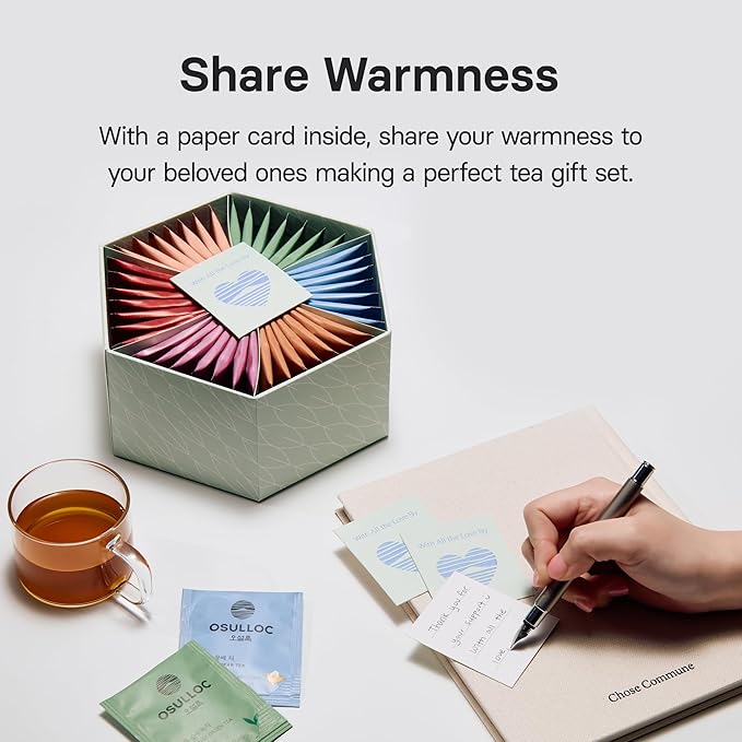 OSULLOC TEA VARIATION ESSENCE (42 Count, 6 Types x 7 ea), Christmas gift guide, Premium Tea Gift Set, Special Thank You Card attached