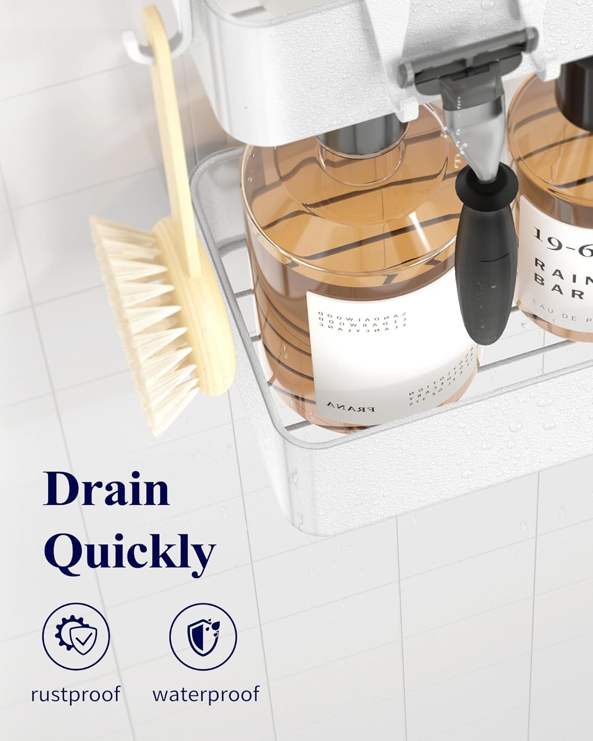 Kitsure Shower Caddy - 2 Pack Adhesive Shower Organizer, Rustproof Metal Shelves, No-Drill Bathroom Organizers and Storage, White, Large