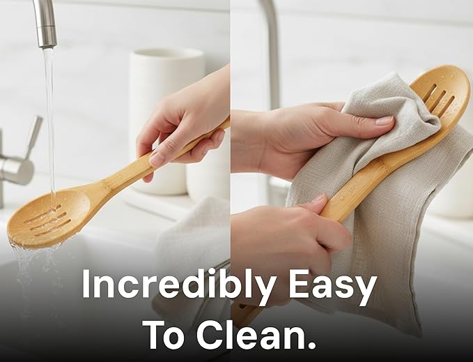 Bamboo Spoons for Cooking - Set of 8 Spoons with Holder - Wooden Cooking Spoons - Non-toxic & Organic Bamboo Cooking Utensils with Spoon Set & Spatula - Premium Kitchen Utensils