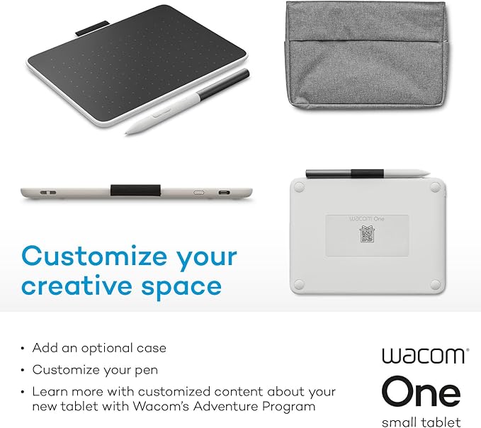 Wacom One Bluetooth Drawing Tablet, Small 7.4" x 5.5" Compact Graphics Tablet, Entry-Level Creative Design Pad with Creative Software for Chromebook, Mac, Windows PC, Android