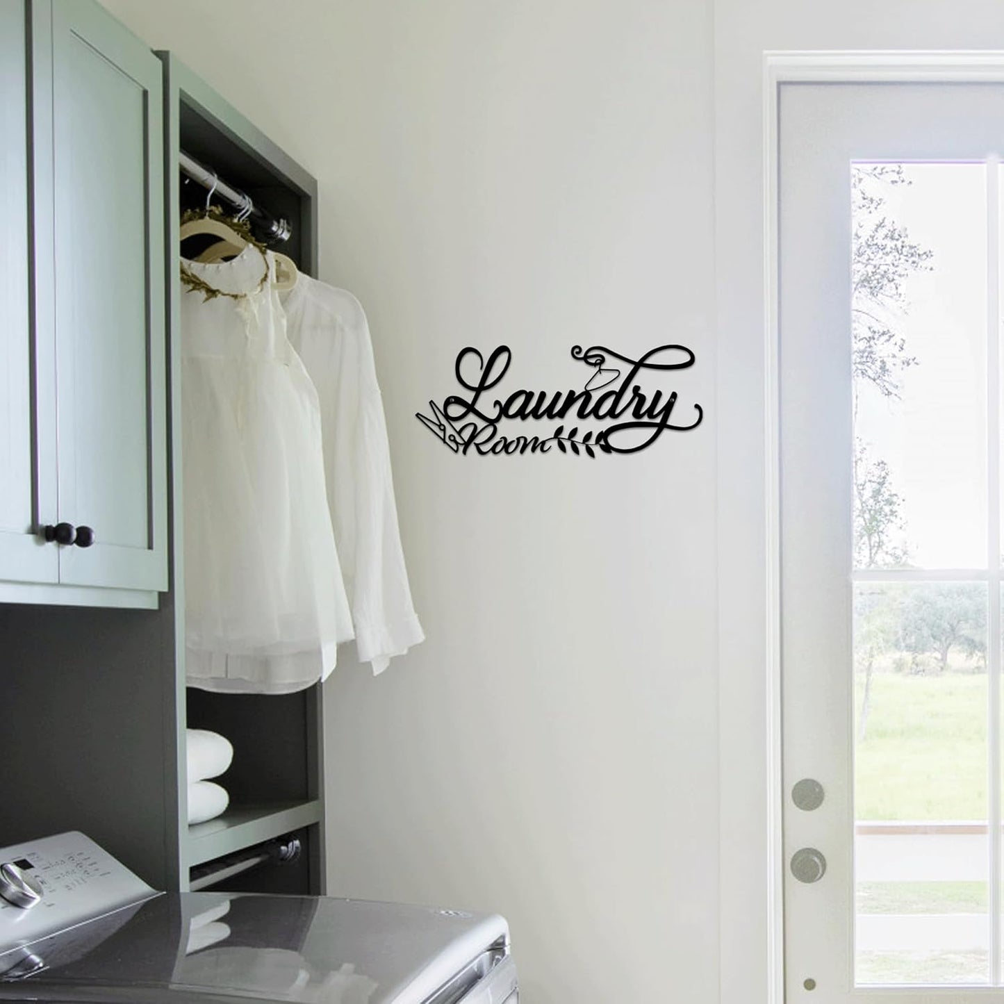 Metal Laundry Room Wall Decor Sign, Black Farmhouse Style, Decorative Wall Art,18.1 x 7.1 inch