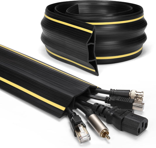 ZhiYo 4ft Cord Covers for Wires on Floor, Large Capacity Cord Hider Floor Wire Covers for Cords, Cable Protector Cable Management Prevent Cable Trips, for Home Office