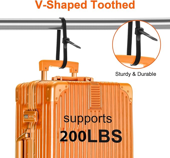 Zip Ties Heavy Duty ，12+12+18 Inch V-Shaped Toothed Double Sided Assorted Size With 200 LBS Tensile Strength Cable Wire Ties Adjustable More Durable Nylon Tie Wraps for Indoor Outdoor（150 Pack）