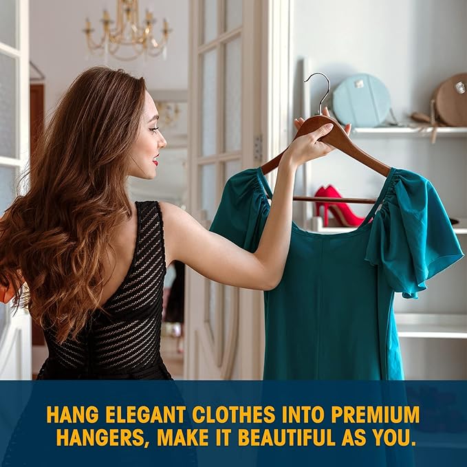 Wooden Hangers 20 Pack,Clothes Hanger for Daily Used,Coat Hanger for Closet,Heavy Duty Wood Hangers for Suit, Shirts, Jackets, Dress, Pant (Walnut)