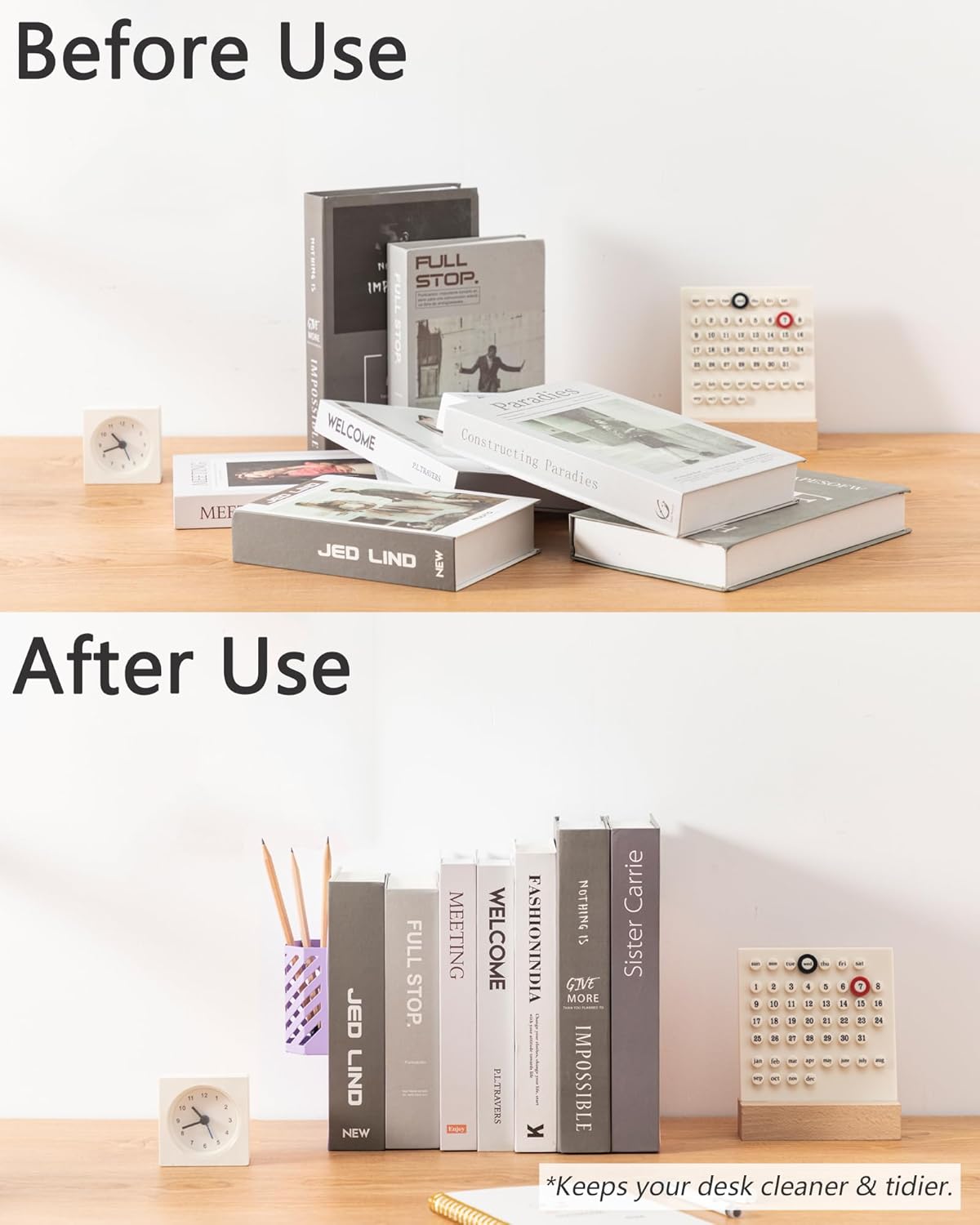 Kingsmile Book Ends, Adjustable Bookends for Shelves, Metal Bookends for Heavy Books, Book Stopper Organzier with Pen Holder for Desk, Kids Room, Office, Classroom, Library, Study Room.(Purple)