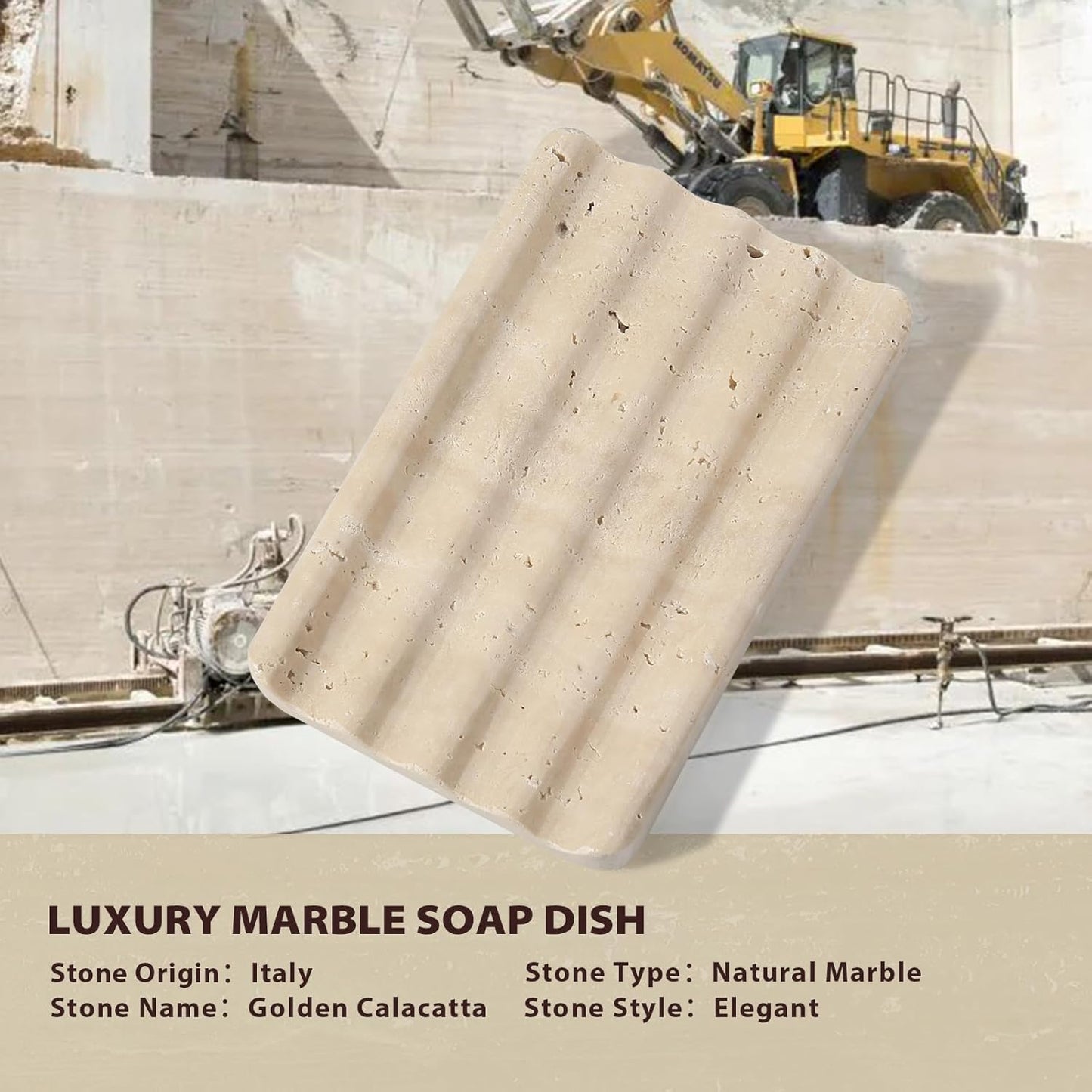 Koville Natural Travertine Soap Dish for Bathroom Shower, Marble Soap Tray Travertine Dish for Bathroom, Stone Soap Tray for Sink, Stripe Grooves Soap Saver Keep Soap Bars Dry Easy Clean