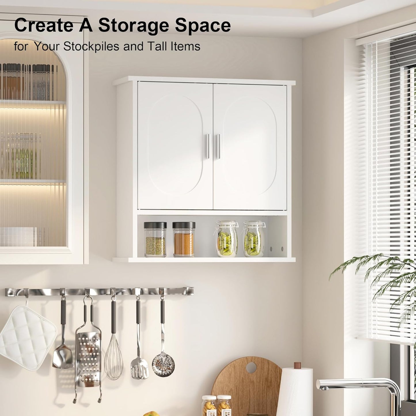 Medicine Cabinet for Bathroom,2 Doors White Bathroom Wall Cabinet with Oval,Over Toilet Storage Cabinet for Laundry Room/Kitchen/Living Room,Surface Mount Medicine Cabinets 23x24