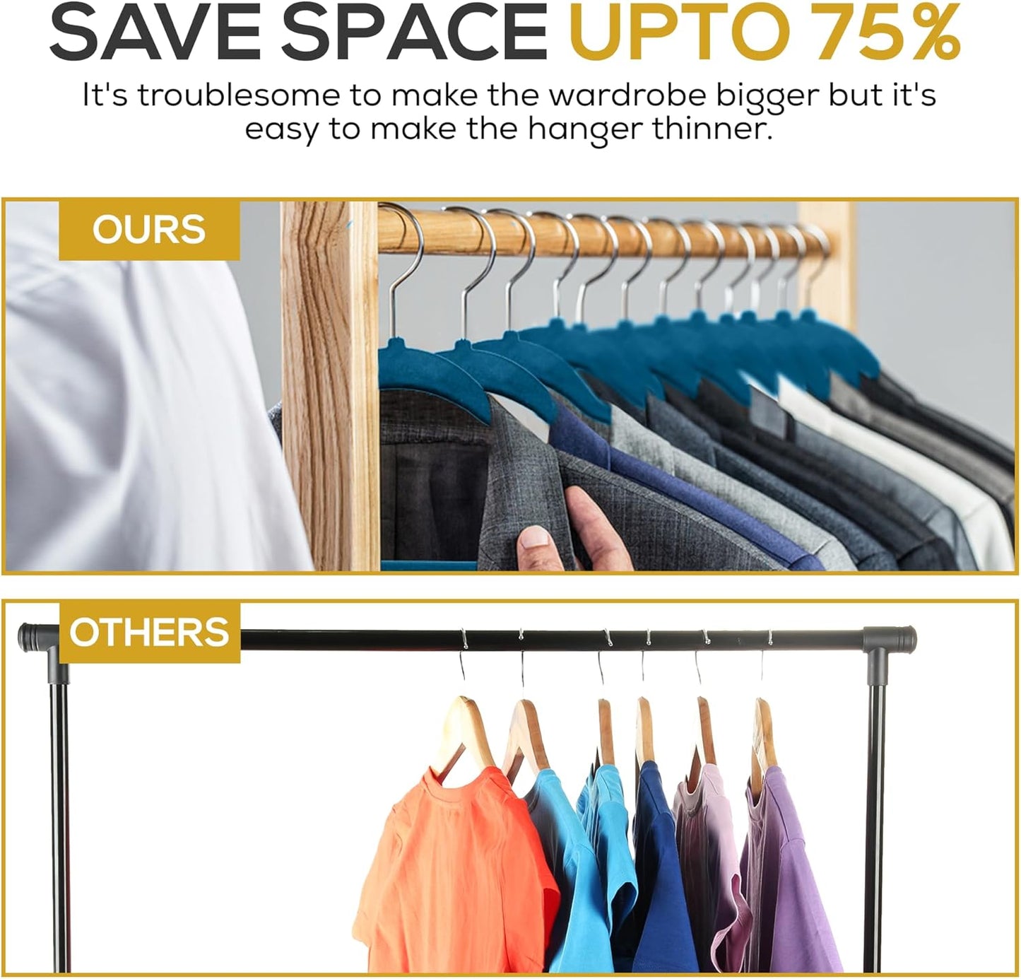 Premium Velvet Hangers 50 Pack Ultra Thin Non Slip Adult Felt Space Saving Slim Suit Hanger for Closet Heavy Duty Coat Pants Jackets Dress Hangers 360° Swivel Hook Hold Upto 10 lbs Blue