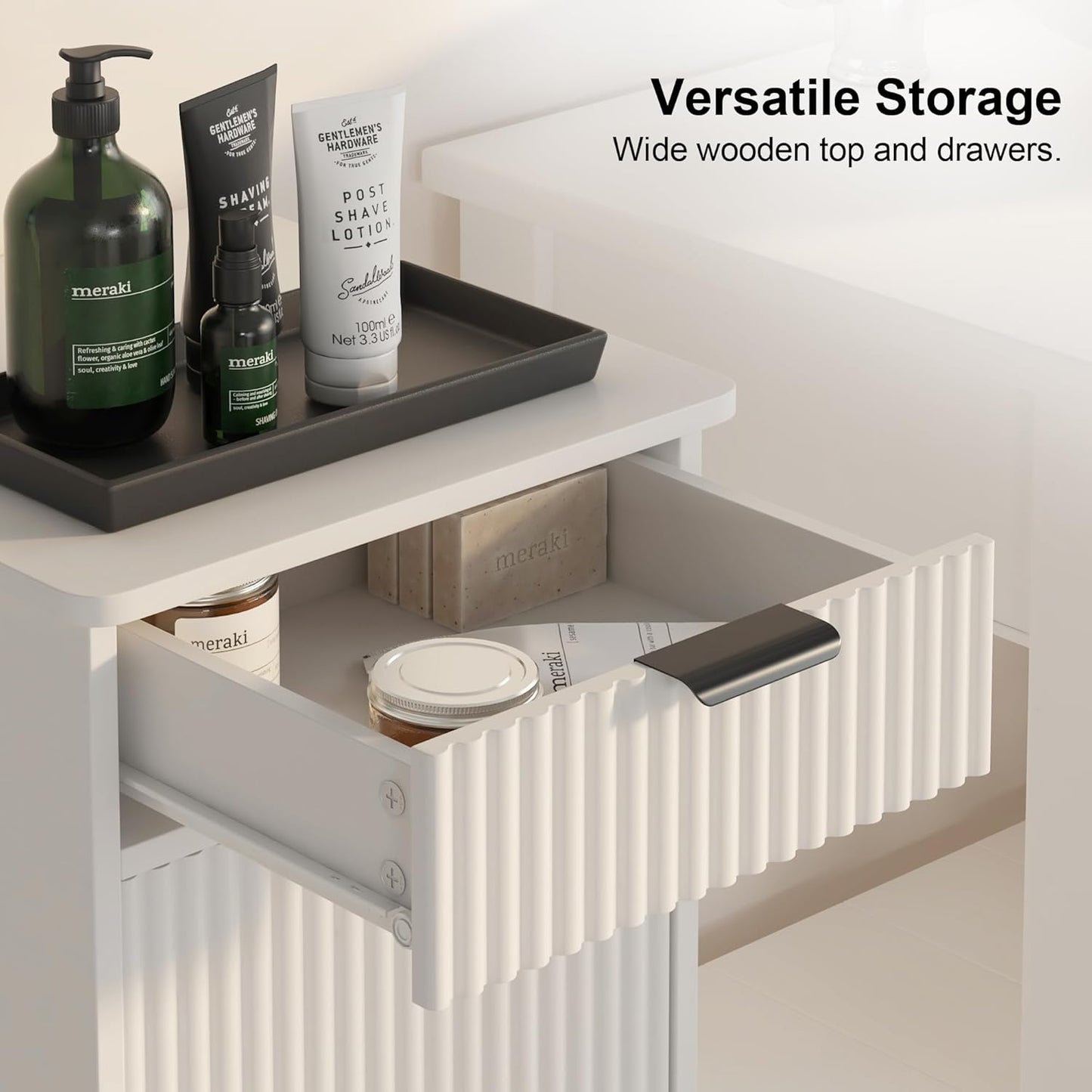 White Tilt Out Laundry Hamper Cabinet Hidden Laundry Hamper Cabinet with Drawers and Baskets for Bathroom Hamper with Storage for Kitchen Bedroom,16x16x30in