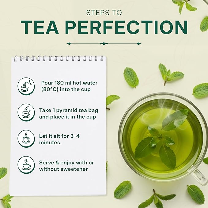 Tealeaf & Co. Pure Mint Herbal Tea Bags Blended with Fresh Herbs - Spearmint & Peppermint Tea - Contains Low Caffeine - Gluten Free - 100 Teabags (7.055oz/200gm)