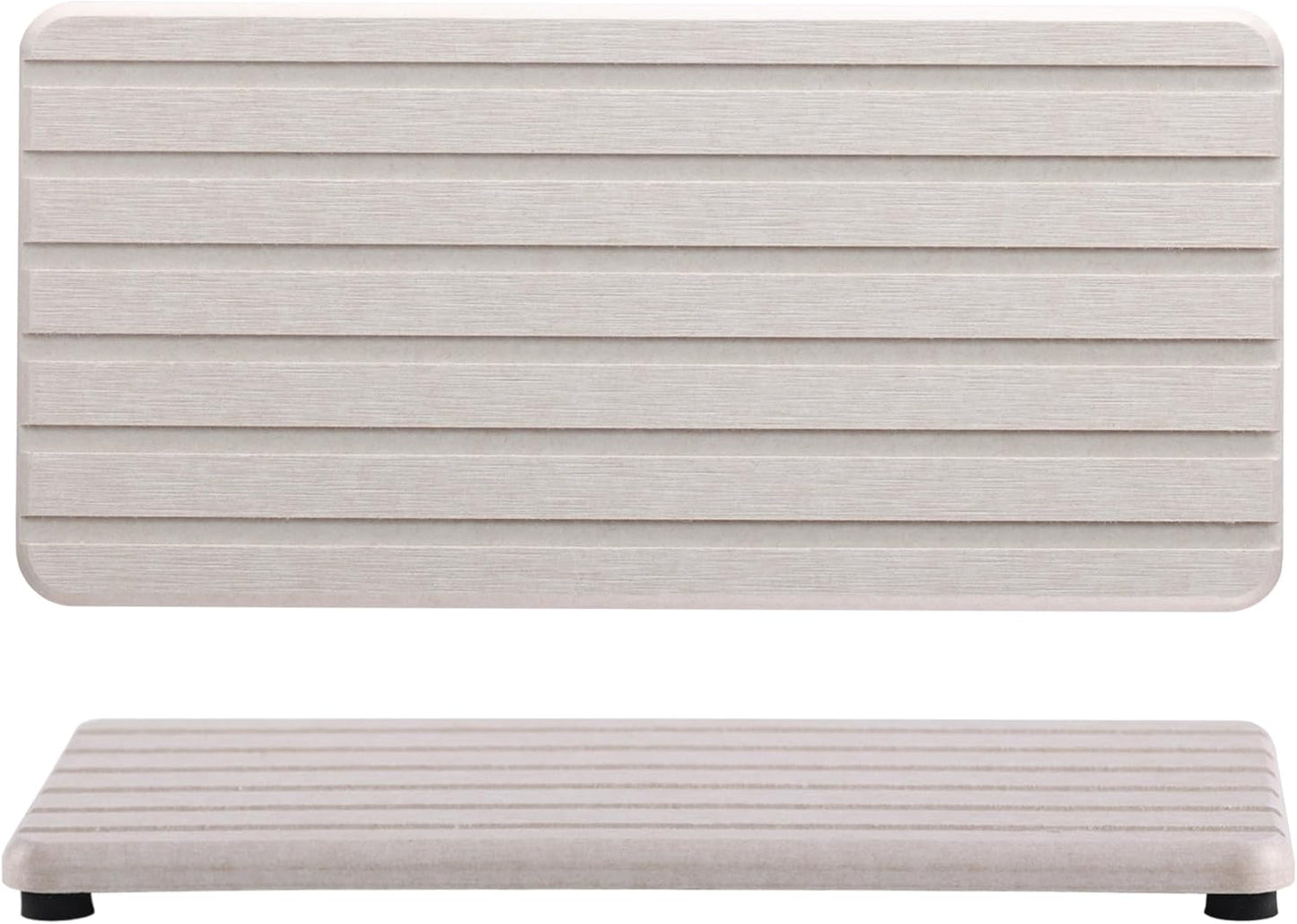 2 PCS Water Absorbent Diatomite Coasters Rectangle, Grooved Design, Water Absorbing Stone Used for Hand Soaps & Plants & toiletries in The Modern Home