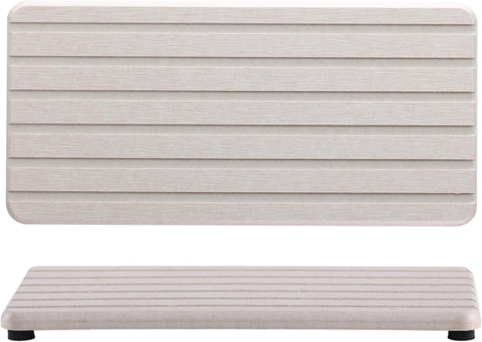 2 PCS Water Absorbent Diatomite Coasters Rectangle, Grooved Design, Water Absorbing Stone Used for Hand Soaps & Plants & toiletries in The Modern Home