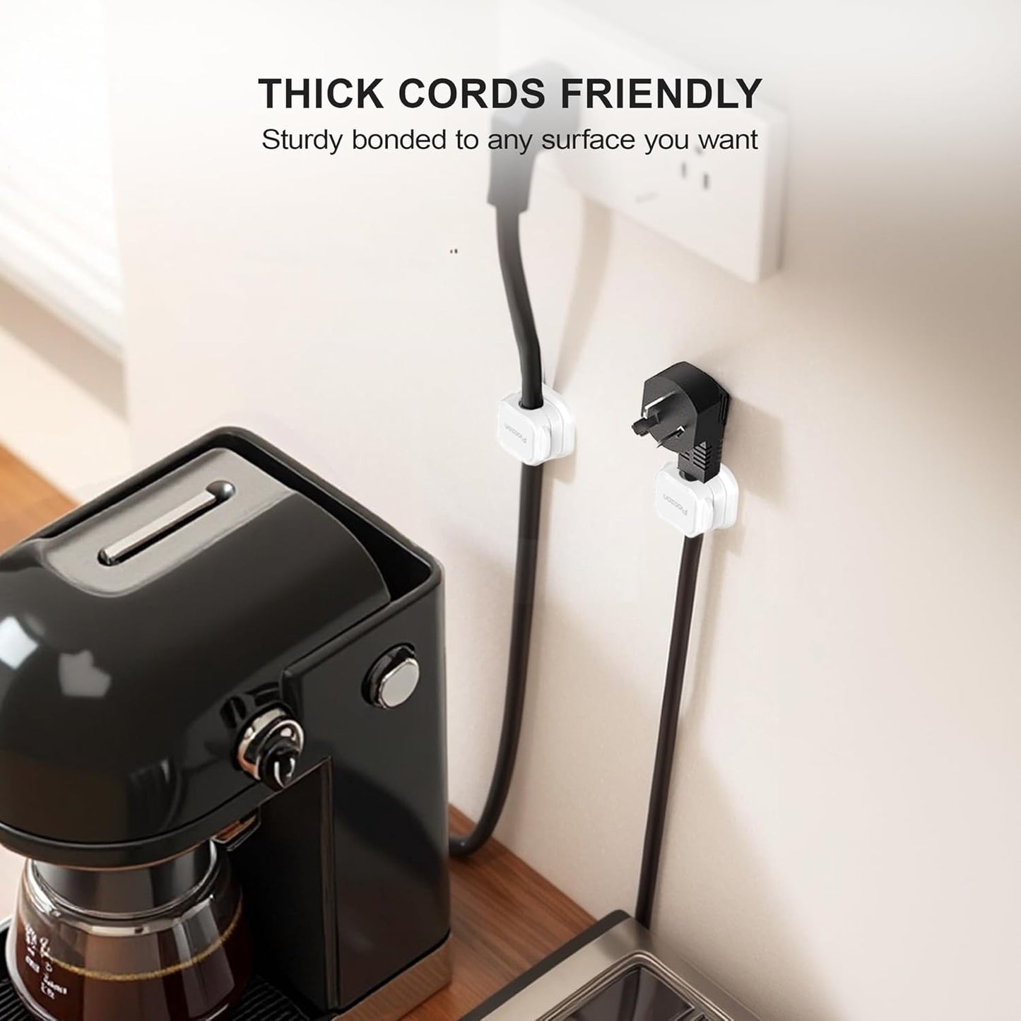 8 Pack Magnetic Cable Clip Organizer Cord Holder, Picozon Adhesive Cable Management, Wire Phone USB Charger Cable Holder, Keeper Organizer for Office Home Desktop Table - White