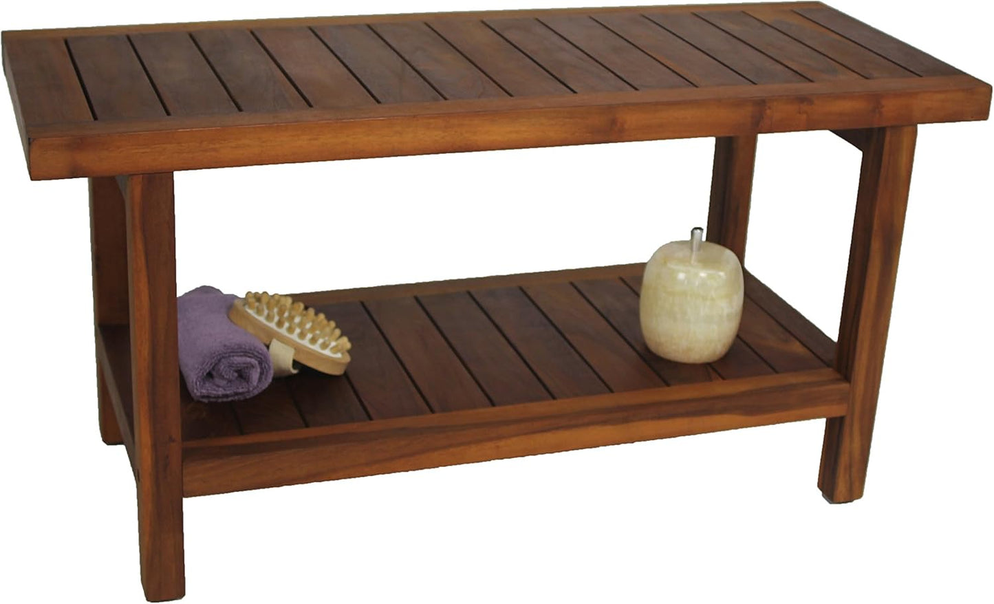 AquaTeak The Original 36" Spa Teak Shower Bench with Shelf & AquaTeak Two-Step Care Kit