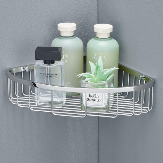 Bathroom Shower Caddy Corner Shelf, Corner-Hollow Design, Ultra Sturdy Rust-Proof Stainless Steel Shelf Organizer Shampoo Holder, Wall Mounted Storage Rack for Bathroom, Polished Chrome