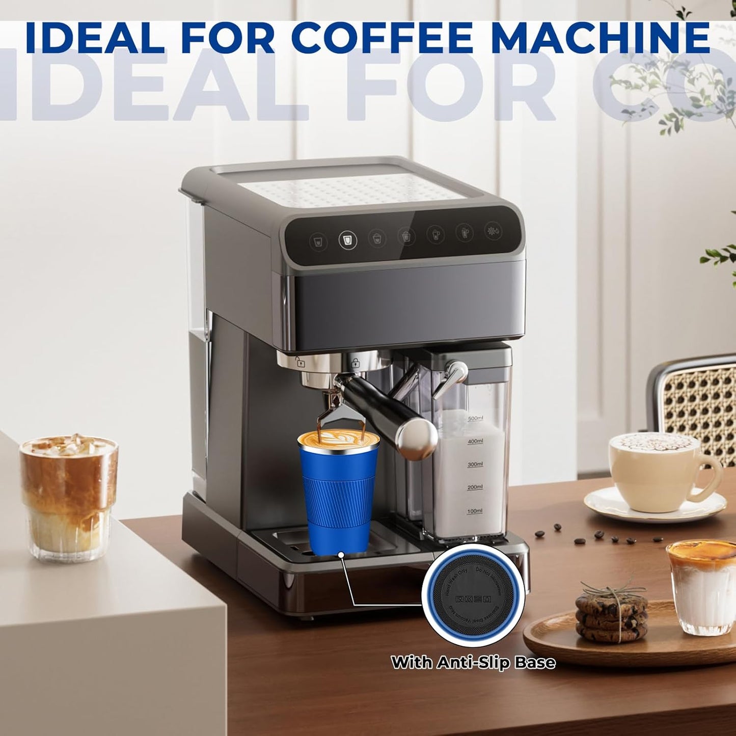 Insulated Coffee Tumbler 12 oz, Stainless Steel Coffee Mug with Lids, Travel Coffee Mug Leak Proof, Double Wall Vacuum Insulated Reusable Coffee Cup, Keep Drinks Hot and Cold (Deep Azure, 12 Ounces)