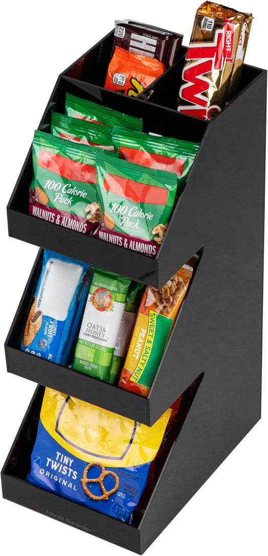 Mind Reader Coffee Tea Utensil and Condiment Station, Countertop Organizer, Coffee Bar, Kitchen, 6"L x 9"W x 16"H, Black