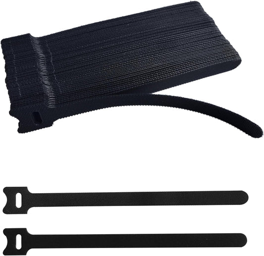 56 PCS 8 Inches Black Reusable Cable Ties, Adjustable Cord Straps, Cable Organizer, Cord Wrap and Hook Loop Cords Management