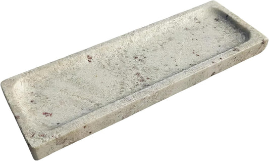 Vintage Marble Organizer Vanity Tray: 10.6” x 3.5” Decorative Tray for Bathroom Kitchen Coffee Table Entryway Storage, Royal Jade