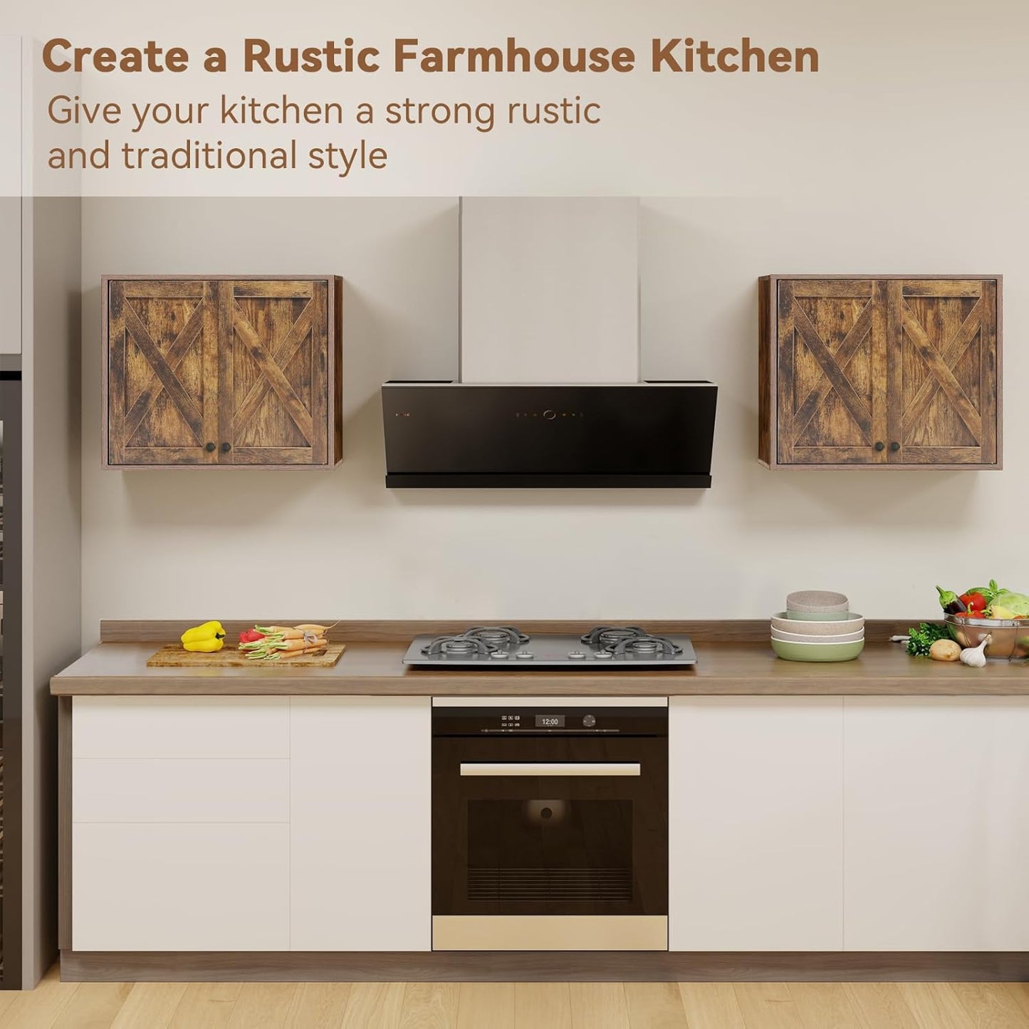 YOURLITE Laundry Cabinet, Medicine Cabinet, Bathroom Kitchen Storage Wall Mounted Farmhouse Organizer with Shelves Over Toilet, One Set of 2 Pieces X 24"