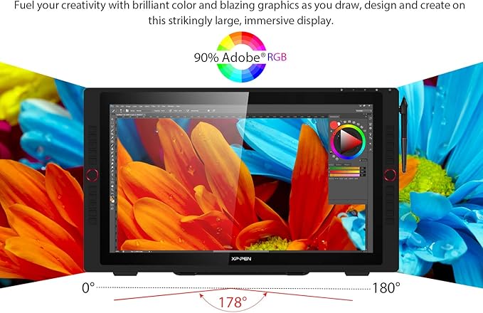 XPPen Artist24 Pro 23.8 Inch Drawing Tablet with Screen 2.5K QHD Drawing Pen Display with 20 Shortcut Keys & Tilt 8192 Pen Pressure Battery-Free Stylus for Windows, Mac, Chrome, Linux