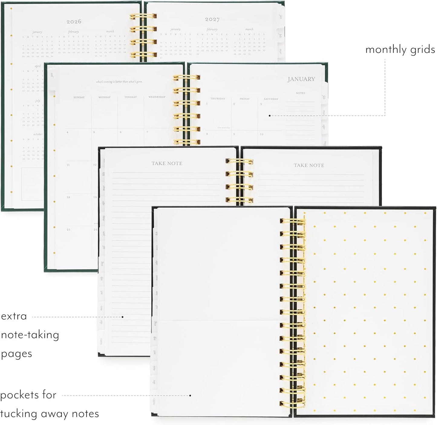 Sugar Paper 2026 Small Spiral Planner, Weekly and Monthly, January to December, 5.75" x 8.25", Calendar for Women, Matte Paper Hardcover, Spiral Bound, Pocket for Storage, 12 Month, Blush