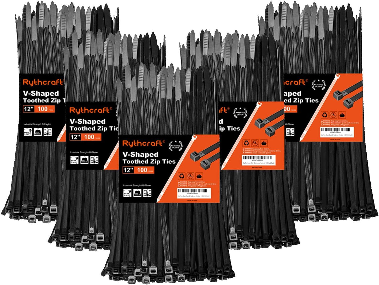 Zip Ties Heavy Duty 12 inch，V-Shaped Toothed Double Sided With 200 LBS Tensile Strength Cable Ties ，Extra Large Wire Ties Adjustable Nylon Tie Wraps for Indoor Outdoor Patented Design（400 Pack Black）