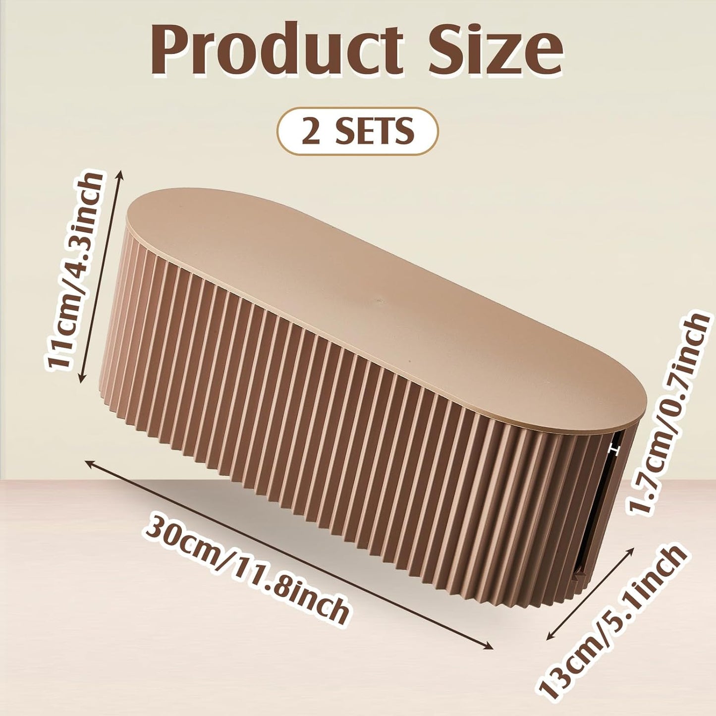 Marsui 2 Pcs Cable Management Box Cord Hider Organizer with 46 Pcs Cable Management Kit Wire Box for Power Strips Surge Protectors Desk TV Computer Wires Home Office(Light Coffee)