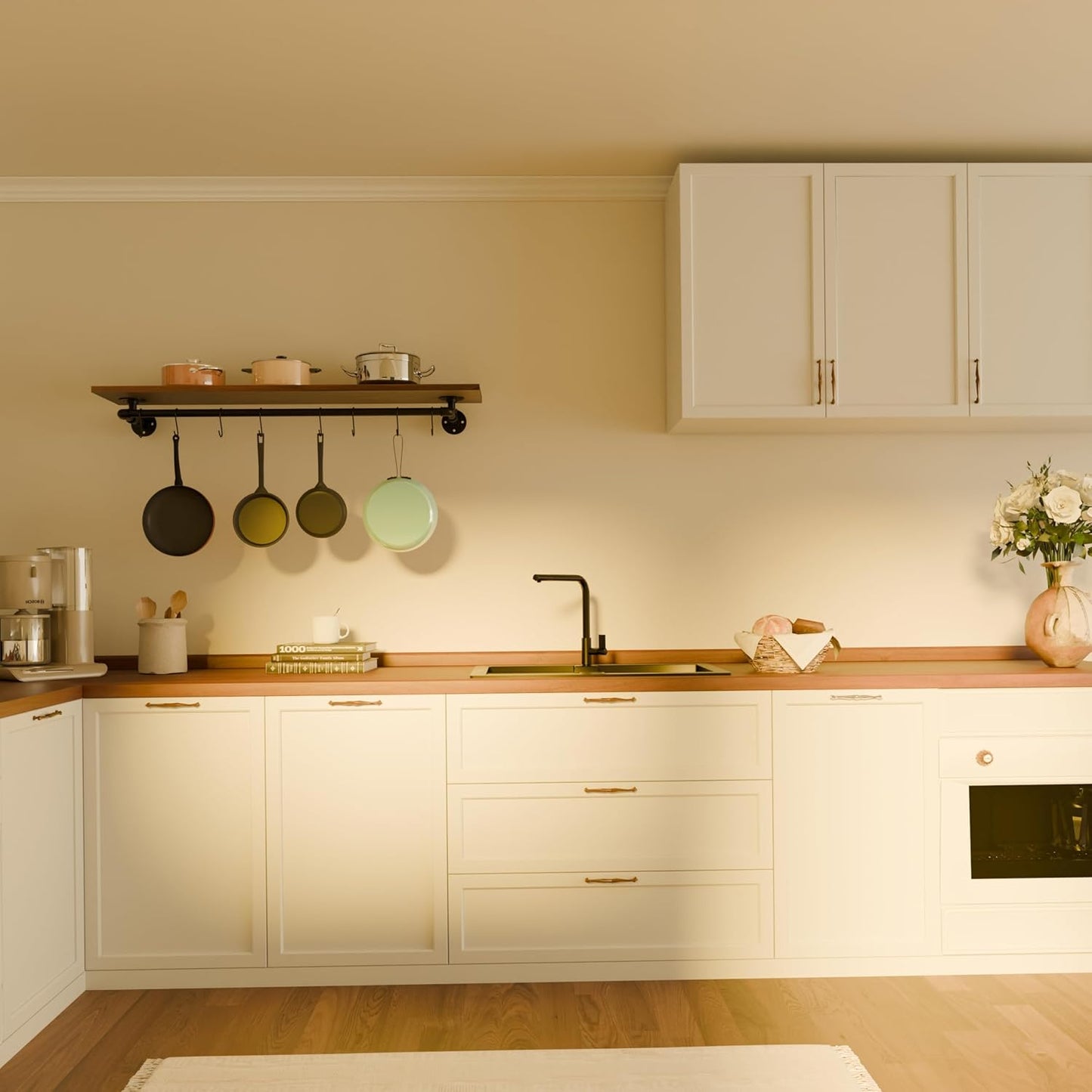 Bathroom Shelves Wall Mounted with Towel Bar, Industrial Pipe Single Tier Floating Shelf, Rustic Wood Shelf 48 Inch for Bathroom Kitchen Living Room Bedroom