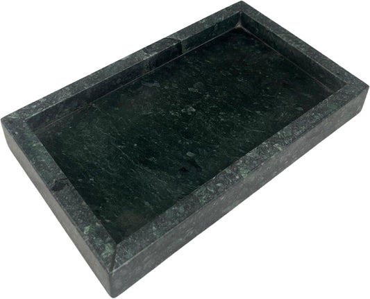 Natural Green Marble Tray for Bathroom | Kitchen | Vanity | Desktop, Stone Organizer for Coffee Table, Dresser, Nightstand, Candles, Soap, Towel, Plant, Jewelry (10" x 6"), Rectangular