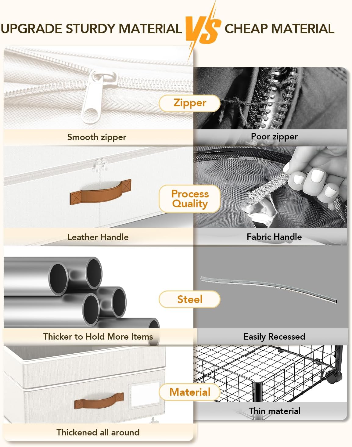 Under Bed Storage with Wheels, 10 inches Under the Bed Storage Containers Large, 65L XXL Adjustable Storage for Underbed with Lids, Rolling for Shoes, Clothes, Blankets, White