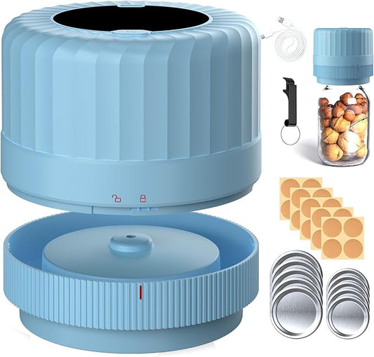 Fully Automatic Mason Jar Vacuum Sealer Kit, Auto Stop Mason Jar Vacuum Sealer Kit, Jar Vacuum Sealer for Mason Jars, Jar Vacuum Sealer, A Must-Have for Canned Foods Pantry Canning Pickling