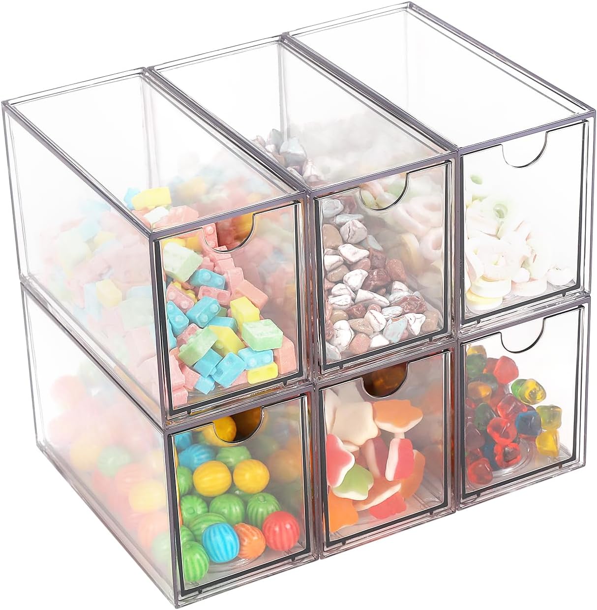 Desk Organizer with Drawers, Stackable Plastic Storage Drawers for Makeup or Desk Organization, Cabinets for Office Dressing Countertop Bathroom Bedroom (6 Packs)