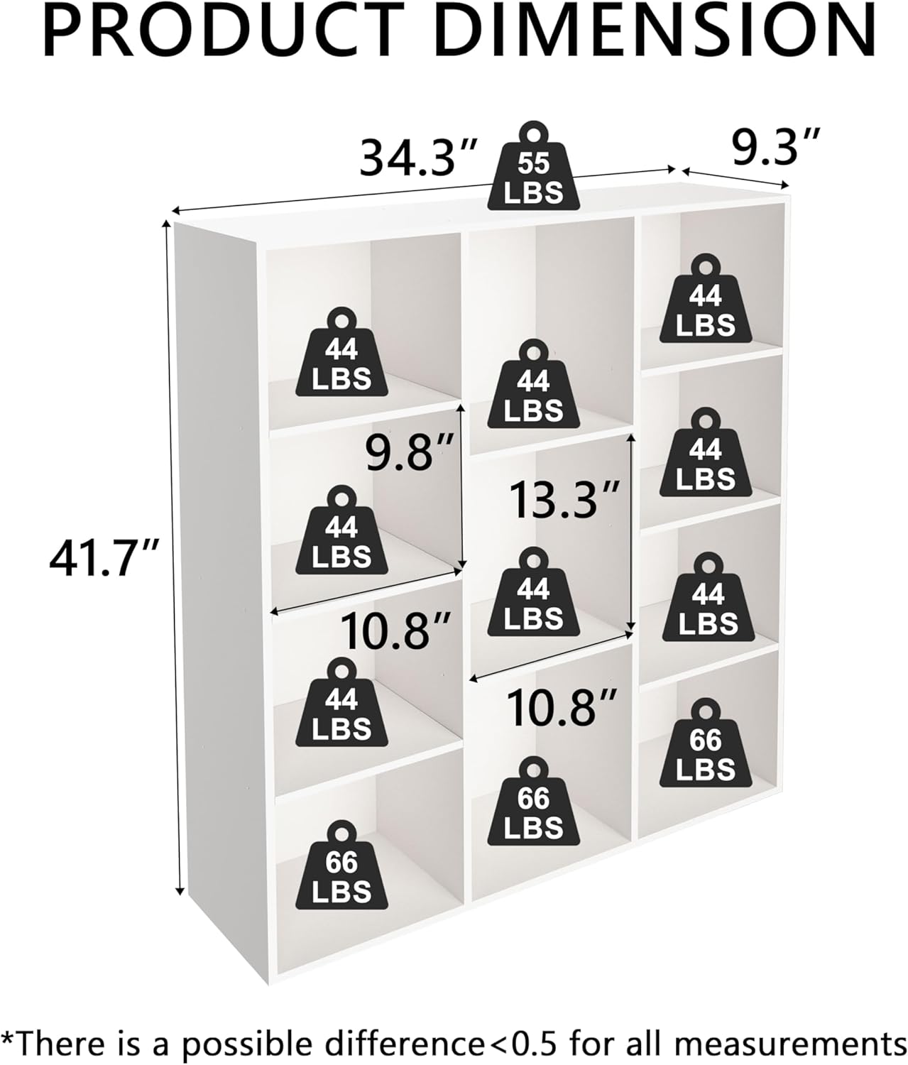 VAFHYLISS Cube Bookshelf, White Wooden Cube Storage Organizer, Freestanding Book Shelf,Cubby Shelf, Perfect Shelves for Bedroom, Kids Room, Closet, Classroom & Office (11-Cube)