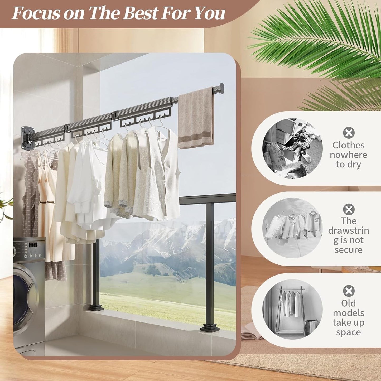 The Gospel of Tiny Homes!Clothes Drying Racks Wall Mounted,Foldable,Space-Saving Laundry Solution for Apartments and Bathrooms,Durable Metal Design (Gray)